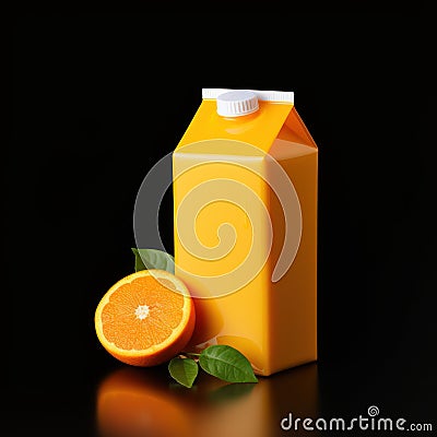 Simplistic Orange Juice in Tetra Pak on White Background AI Generated Cartoon Illustration