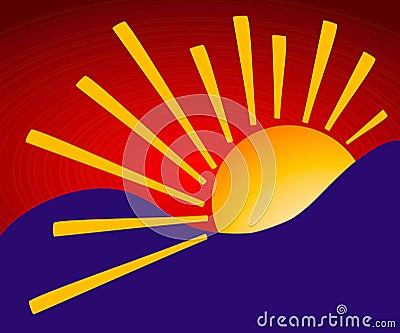 Simplistic Sunrise Background Cartoon Illustration