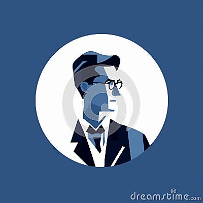 Minimalist Doctor Icon In Mid-century Illustration Style Cartoon Illustration