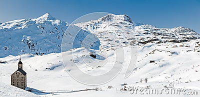 Simplon Pass winter panorama Stock Photo