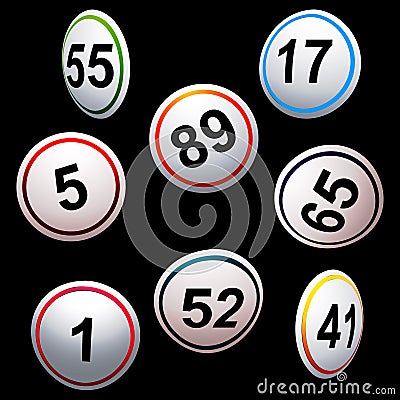 Simply 3D bingo lottery numbers over black Stock Photo