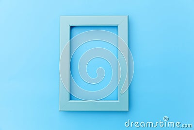 Simply design with empty blue frame isolated on blue pastel colorful background Stock Photo