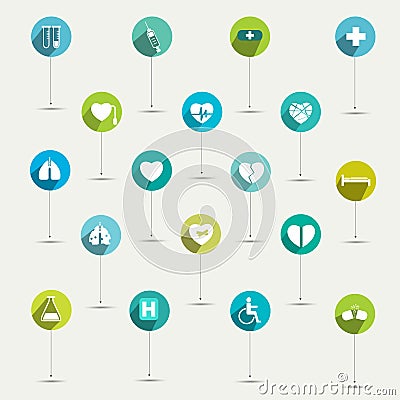 Simply minimalistic flat hospital and medical symb Vector Illustration