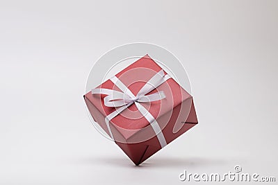 Simply red gift box on white background Stock Photo