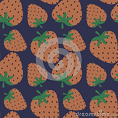 Simply seamless fruit pattern with strawberry and flowers for fabrics and textiles Stock Photo