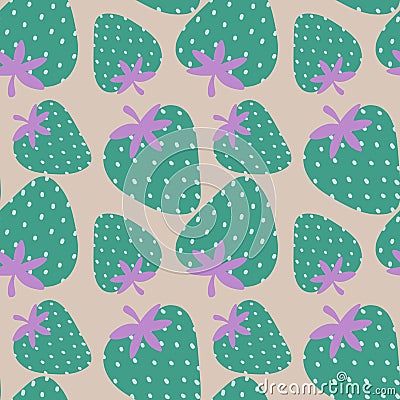 Simply seamless fruit pattern with strawberry and flowers for fabrics and textiles Stock Photo