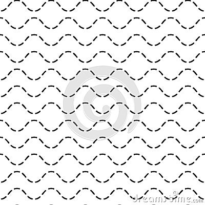 Simply Wave seamless pattern. Black and white endless wavy background. EPS 10 vector Stock Photo