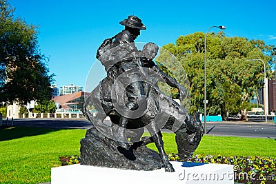 Simpson and his donkey ANZAC memorial statue. Editorial Stock Photo