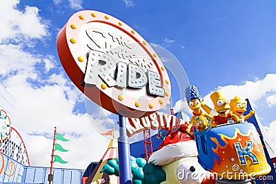 The Simpsons Ride at Universal studios hollywood Editorial Stock Photo