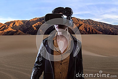 Simulated Outdoor Nature Tourism in Virtual Reality Stock Photo