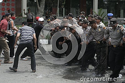 SIMULATED PERFORMANCE HANDLING OF VIOLENCE IN THE TASTE SUKOHARJO Editorial Stock Photo