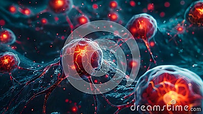 Simulating Nerve Cells: Utilizing Weak Electrical Currents for Message Transmission. Concept Stock Photo
