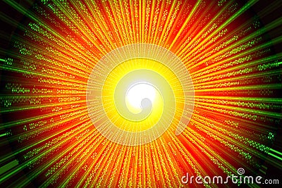 Simulation of the Big Bang, the birth of the Universe. A scattering binary code from the center of the explosion Stock Photo