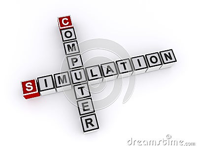 Simulation computer word block on white Stock Photo
