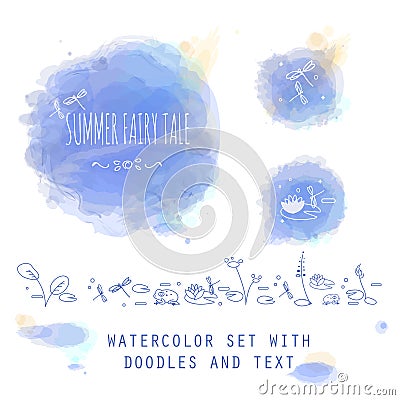 Simulation of watercolor stain with text Vector Illustration