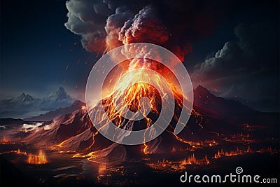 Simultaneous Beauty And Danger High Res Volcano Eruption Amidst A