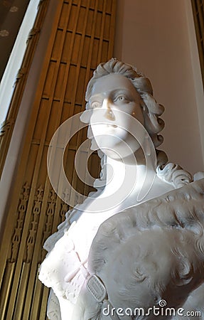 Sinaia, Romania - December 31, 2022: The interior of the Peles castle in Sinaia, in Romania - statue or sculpture or Editorial Stock Photo