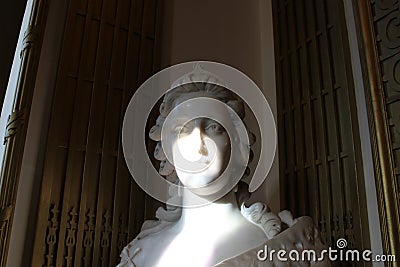 Sinaia, Romania - December 31, 2022: The interior of the Peles castle in Sinaia, in Romania - statue or sculpture or Editorial Stock Photo