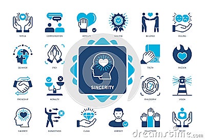 Sincerity solid icon set Stock Photo