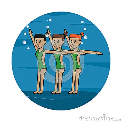 Sinchronized swimming team Vector Illustration