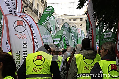 Transportation Union Street Protest in Madrid, Spain. Editorial Stock Photo