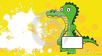 Sing board crocodile cartoon emotion background Vector Illustration