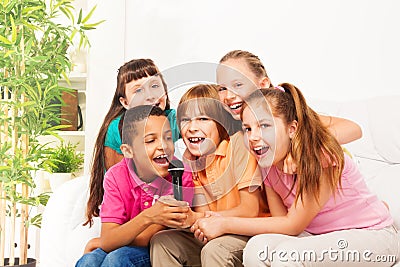 Sing is fun when it is group of kids Stock Photo