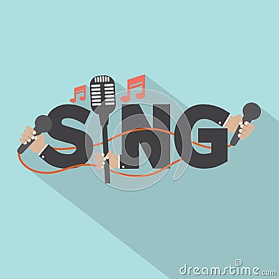 Sing Typography With Microphones Design Vector Illustration