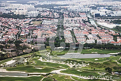 Singapore from air Stock Photo
