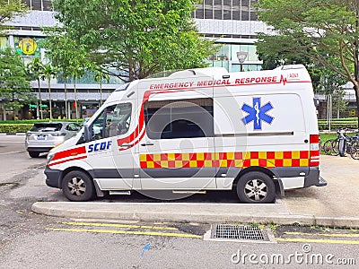 Emergency service Singapore Ambulance Van Editorial Stock Photo