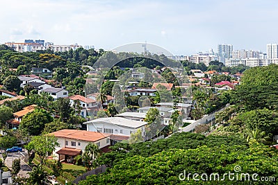 A low-density residential area in the Singapore suburb of Cleme Editorial Stock Photo