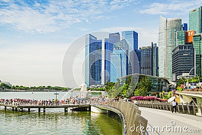 Singapore - APRIL 7,2017: Central Business District CBD, the core financial and commercial hub Editorial Stock Photo