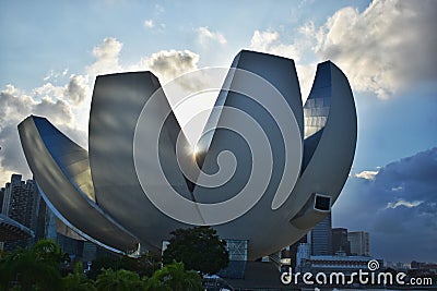 Singapore, ArtScience Museum located close to Marina Bay Sands. Editorial Stock Photo