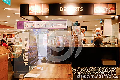 Singapore Aug2020 Protective shields separators installed at dining tables at Bishan Food Junction for safer dining to prevent Editorial Stock Photo