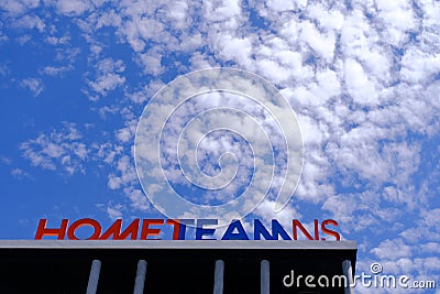 Singapore Aug 2020 Signage of HomeTeamNS recreation club at Yishun on a bright sunny day. This club honours contributions of Editorial Stock Photo