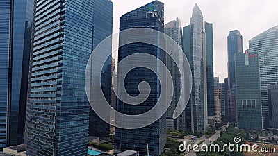 Singapore - August, 2018: Top view of panoramic scene of day of majestic cityscape with modern new buildings. Shot Editorial Stock Photo