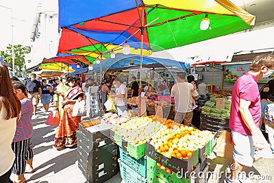Singapore: Bugis street market Travel destination Editorial Stock Photo