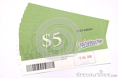 Singapore capitavouchers for CapitaLand Malls. Editorial Stock Photo