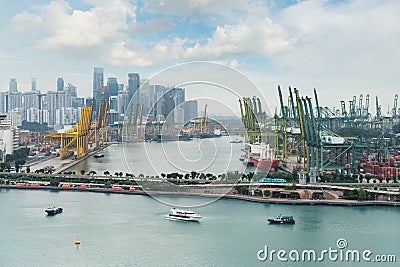 Singapore cargo terminal,one of the busiest Import, Export, Logistics ports in the world, Singapore. Stock Photo