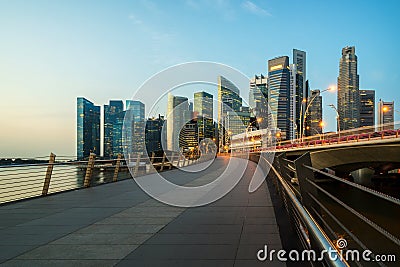 Singapore central business district skyline at blue hour Stock Photo