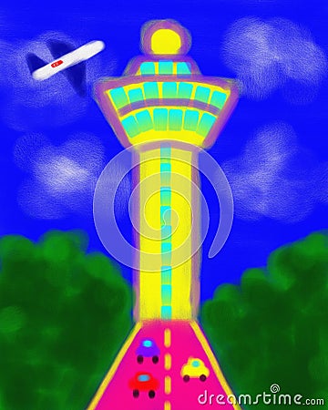 Singapore Changi Airport Abstract Painting Stock Photo