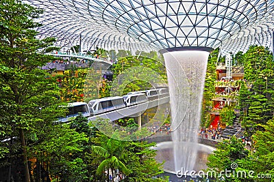 Singapore changi airport the jewl with highest indoor fountain Stock Photo