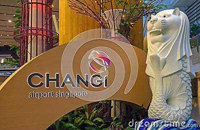 Singapore Changi Airport Signage Editorial Stock Photo