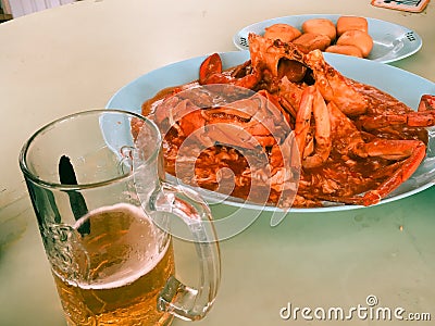 Singapore chili crab Stock Photo