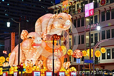Singapore Chinatown Chinese New Year Light-Up 2019 Editorial Stock Photo