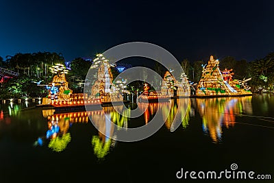 Singapore Chinese Mid-Autumn Lantern Festival at Garden By The Bay, Singapore. Tourists enjoying and Editorial Stock Photo