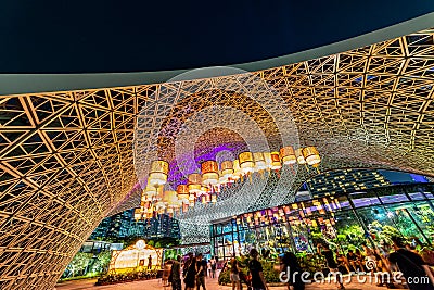 Singapore Chinese Mid-Autumn Lantern Festival at Garden By The Bay, Singapore. Tourists enjoying and Editorial Stock Photo