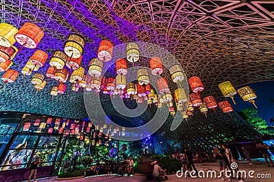 Singapore Chinese Mid-Autumn Lantern Festival at Garden By The Bay, Singapore. Tourists enjoying and Editorial Stock Photo