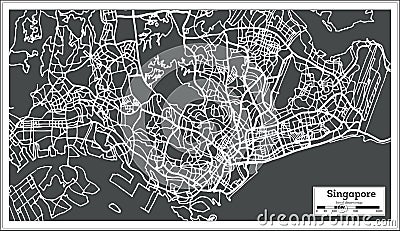Singapore City Map in Retro Style. Outline Map. Stock Photo