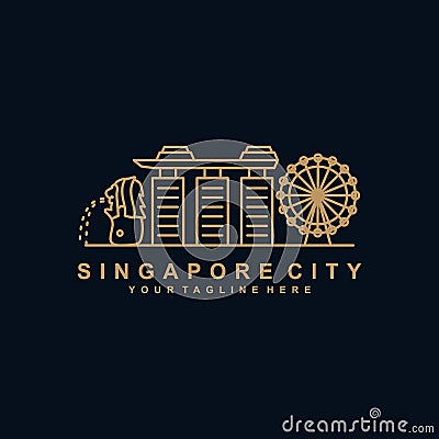 Singapore city outline logo design template Stock Photo
